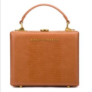 Brandon Blackwood lizard embossed tan trunk crossbody - BRAND NEW
